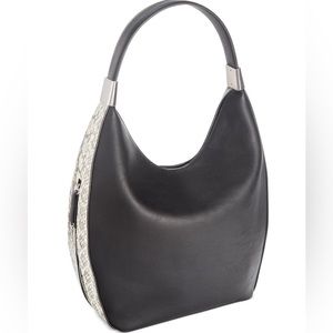 Alfani Bangle shoulder bag Hobo black snake-SKin Embossed Vegan Leather Trim